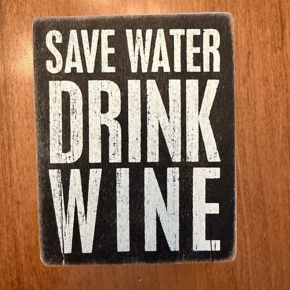 Primitives by Kathy Black and White Wine Sign
